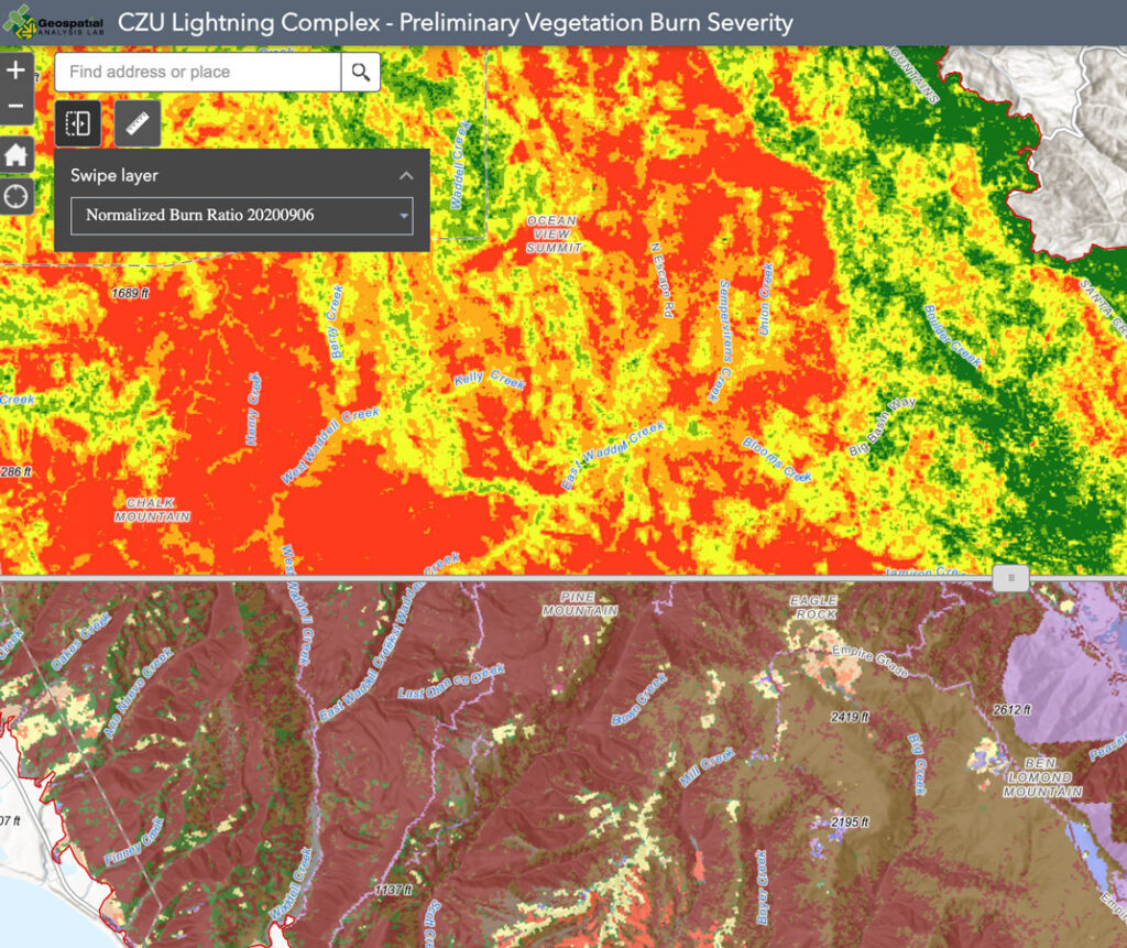 CZU Lightning Complex - Preliminary Vegetation Burn Severity